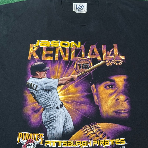 Pittsburgh Pirates Jason Kendall Vintage MLB 90s RARE Baseball XXL T Shirt - Picture 2 of 6